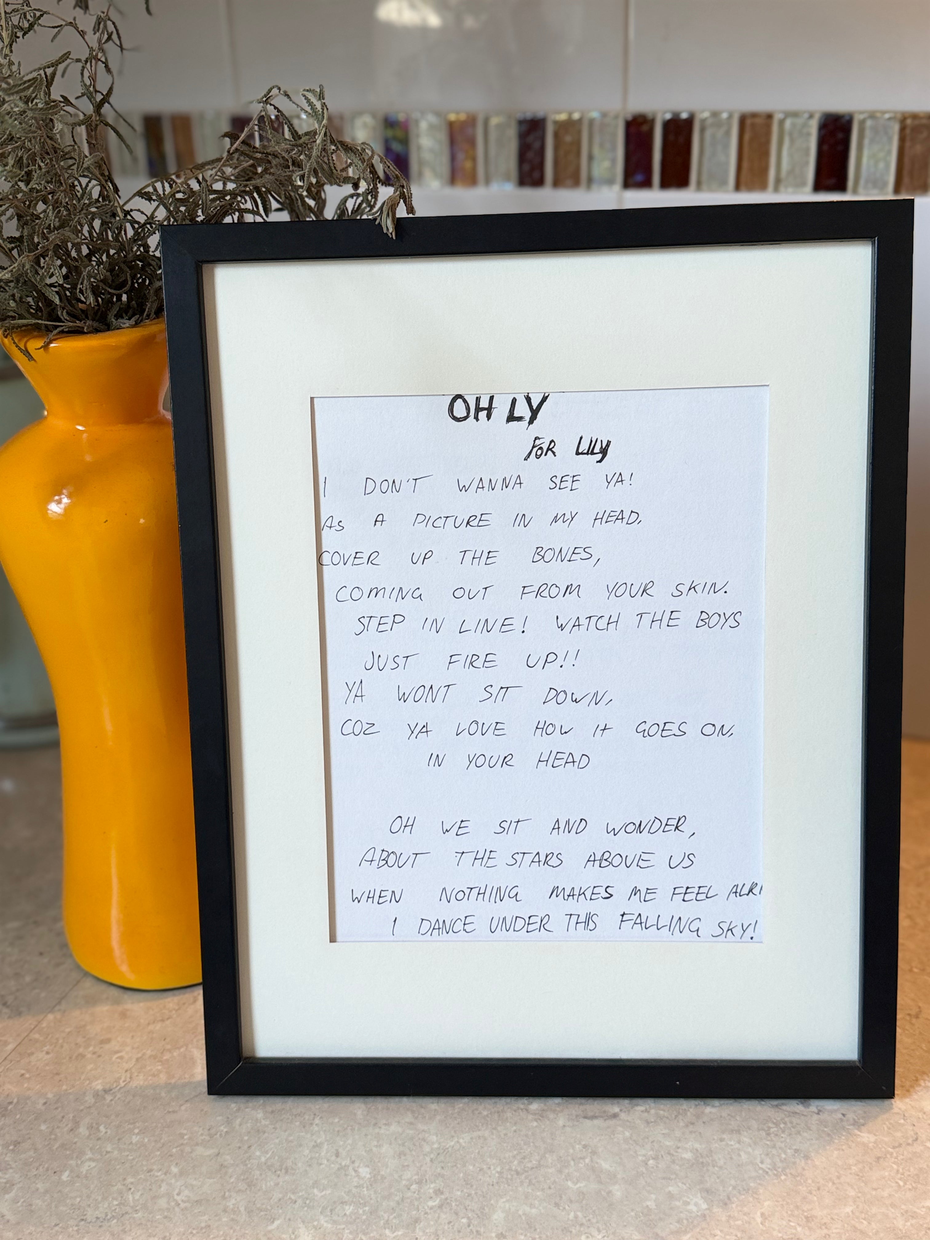 Letters to Lions Signed Handwritten Lyrics