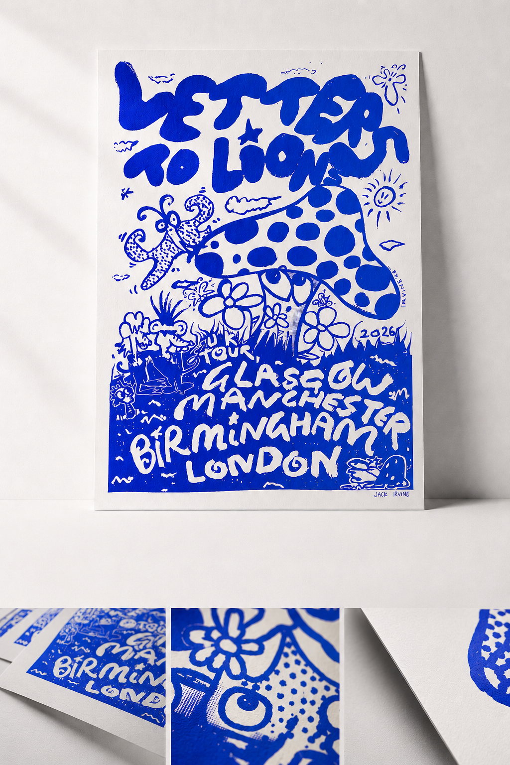 Letters to Lions 2026 UK Tour A2 Screen Print Poster