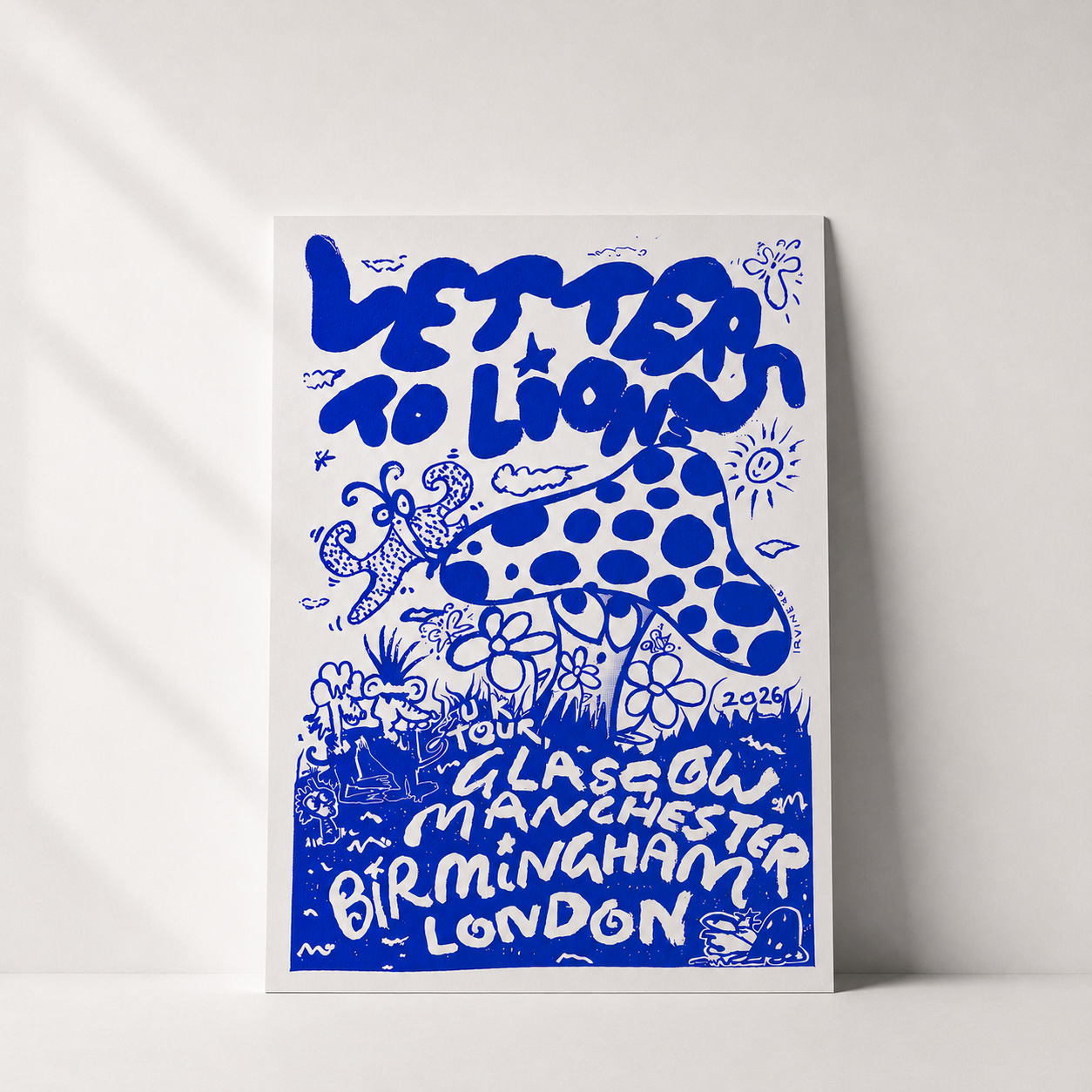 Letters to Lions 2026 UK Tour A2 Screen Print Poster