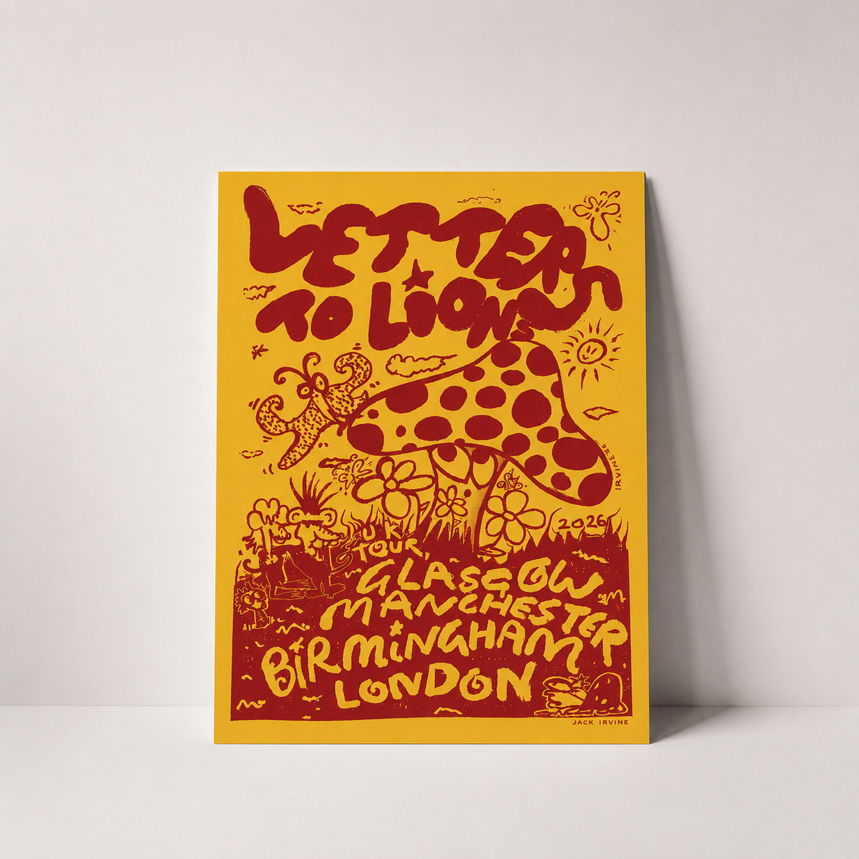 Letters to Lions 2026 UK Tour A2 Screen Print Poster